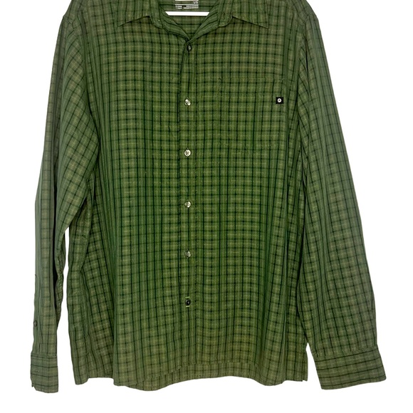 MARMOT Long Sleeve Men’s Large Green Plaid Button Down Shirt - Picture 2 of 5